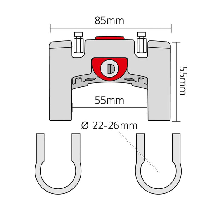 KLICKFIX Styradapter m/lås 22-26mm