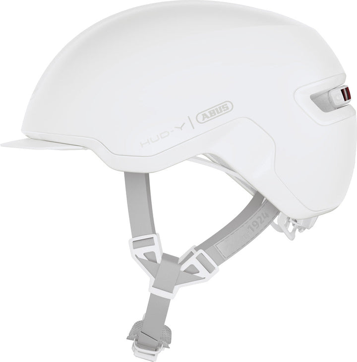 Abus HUD-Y cykelhjelm i farven pure white, set fra siden