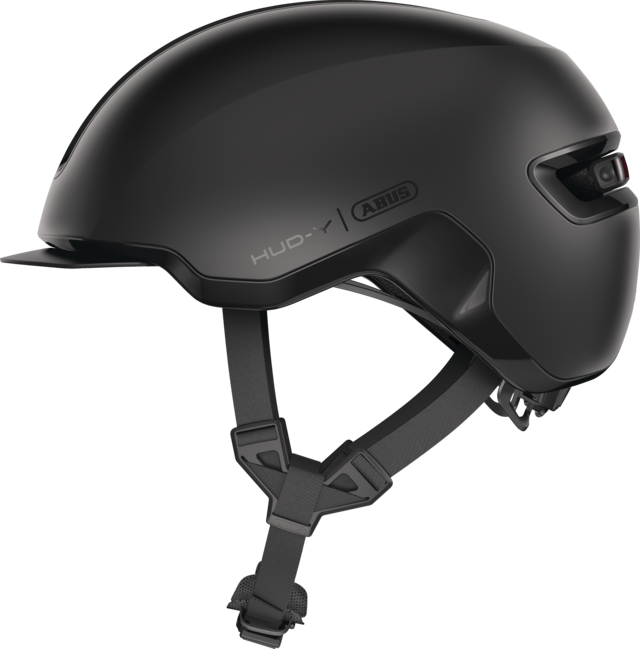 Abus HUD-Y cykelhjelm i farven velvet black, set fra siden
