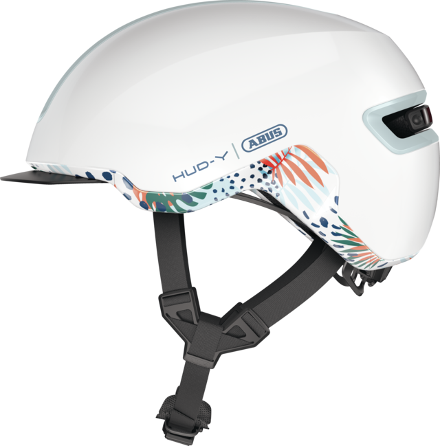 Abus HUD-Y cykelhjelm i farven flower white, set fra siden