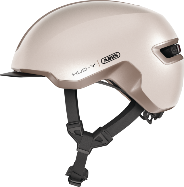 Abus HUD-Y cykelhjelm i farven champagne gold, set fra siden