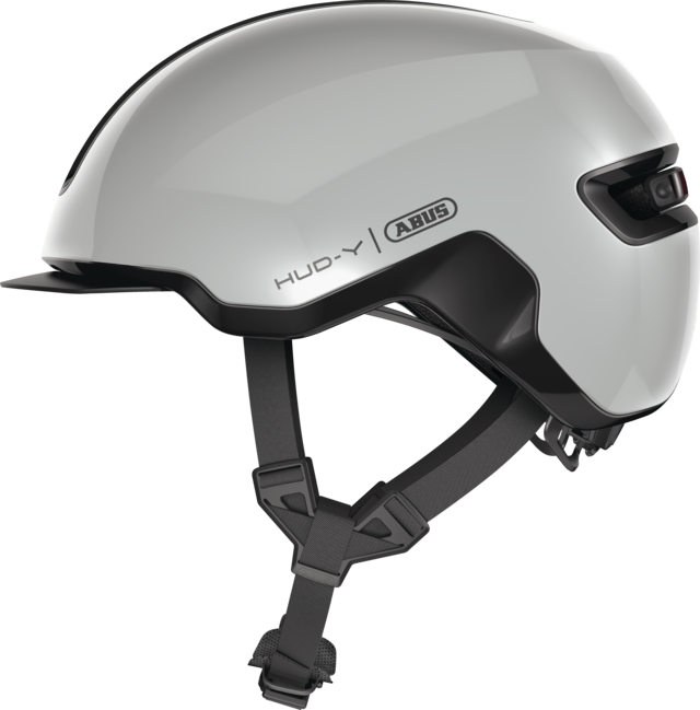 Abus HUD-Y cykelhjelm i farven race grey, set fra siden