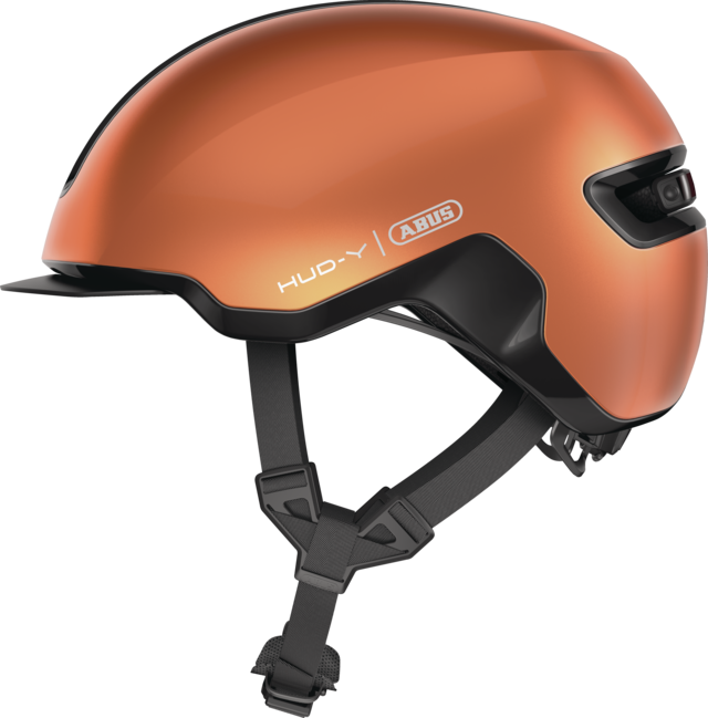Abus HUD-Y cykelhjelm i farven goldfish orange, set fra siden