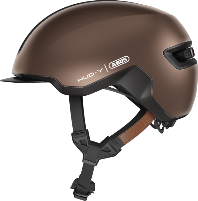 Abus HUD-Y cykelhjelm i farven metallic copper, set fra siden