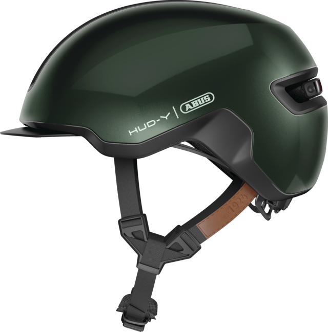 Abus HUD-Y cykelhjelm i farven moss green, set fra siden