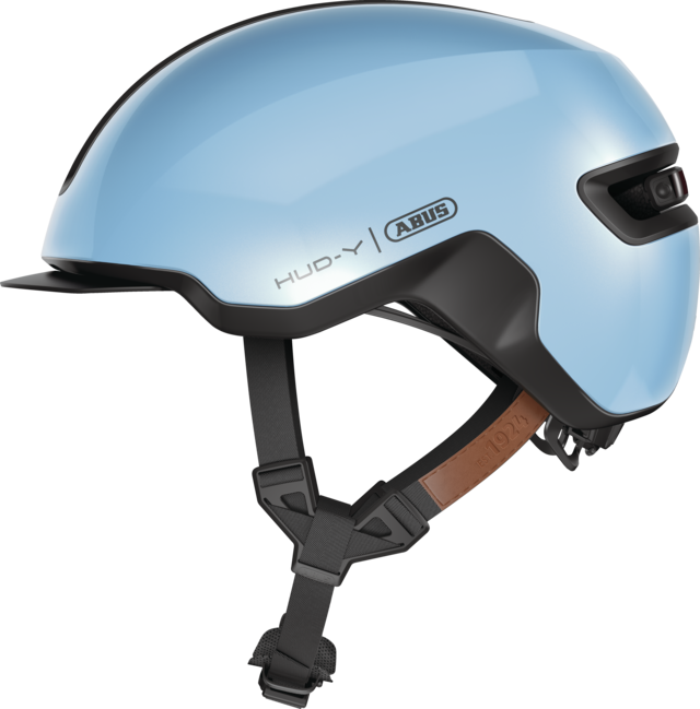 Abus HUD-Y cykelhjelm i farven iced blue, set fra siden